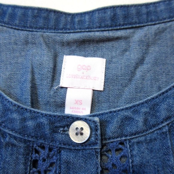 NWT Gap × LoveShackFancy Denim Tiered Midi in Dark Wash Chambray Dress XS $158 - Picture 4 of 6